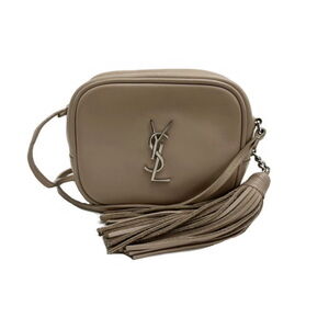 Saint Laurent Paris Fringe Shoulder Bag Beige Calfskin